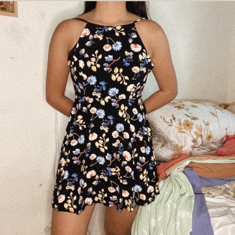 Open Back Floral Mini Dress
